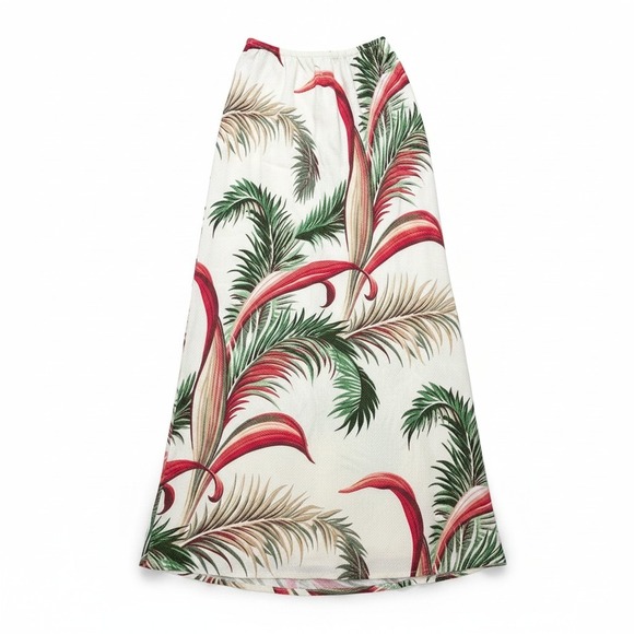 Carole Little Dresses & Skirts - VTG 90s Carole Little Tropical Palm Leaf Maxi Skirt Size 4 Made in USA Red Green